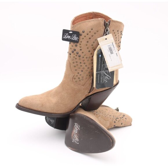 Dan Post Women's Stud Boots In Suede Leather Taupe/Tan SZ 9 New - Picture 3 of 9